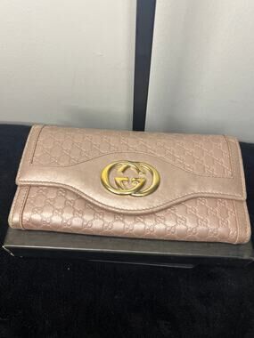 Authentic Gucci Guccissima Leather Continental Wallet Blush Pink GG Entrupy COA